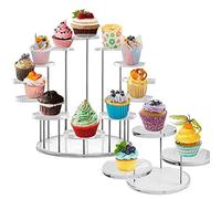 Smallterm 2 soportes redondos de acrílico para cupcakes, soporte para cupcakes, expositor de cupcakes, soporte para postres, placa de pastelería
