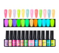 Smalto In Gel Fosforescente - 12 Pieces Smalto Semipermanente Unghie | Smalt Per Unghie Semipermanente | Forniture Per Manicure Portatili Per Saloni, Viaggi, Spettacoli Teatrali, Sessioni Fotografi