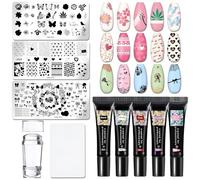 Smalto per Stamping Kit, Estampacion Uñas de Acero, Nail Art, Incluye Gel para Estampar Diseños de Uñas, Stamping para Uñas, Plantillas para Diseños de Uñas y Raspadores, Colori Vivaci