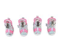 Smandy 4 Piezas de Botines para Perros Protectores de Patas Zapatos para Perros Malla Transpirable Verano Suela Ligera y Antideslizante con Suelas de Goma Duraderas Resistentes a la (Pink)