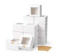 Smandy 50 Cajas de Embalaje de Panadería, Contenedores para Llevar de Panadería, Mini Cajas de Embalaje de Golosinas, Pequeños Contenedores de Galletas de Macarrón para Postre, Pastelería, Donas,