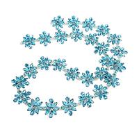 Smandy Adorno de Rhinestone 1 Yarda 3.5cm de Ancho, Aplique de Aleación de Vidrio Brillante con Diseño Floral para Decoración de Bodas, Fiestas, Pasteles y (Marquesa azul lago + cadena de diamantes