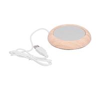 Smandy Almohadilla Calefactora USB con Patrón de Madera, Posavasos Eléctrico de Calentamiento Rápido para café y té, Temperatura de 80 °C para Uso Doméstico y de Oficina
