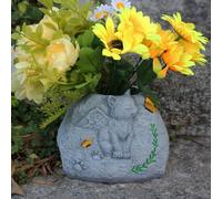 Smandy Angel Cat Planter Memorial Garden Estatua Lápida para Mascotas con Pequeña Maceta Suculenta para Decoración de Jardín Regalo 6.1x4.72x4.92in