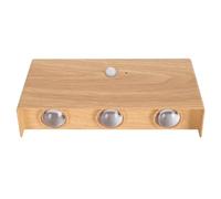 Smandy Apliques de Pared Recargables, Juego de 2, Lámpara de Pared LED hacia Arriba y hacia Abajo con Sensor de Movimiento, Funciona con Pilas, con Soporte Magnético Inalámbrico (Color de madera