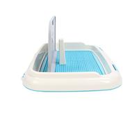 Smandy Bandeja para Orinal para Perros de Interior con Cubierta de Pared, Soporte para Almohadilla para Orinar de Cachorros para Perros Pequeños y Medianos, Mantiene los Pies Secos, (Blue)