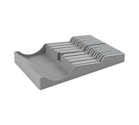 Smandy Bloque Cortador de Cajones con 16 Ranuras, Diseño de Drenaje Inferior y de Doble Capa, Organizador de Almacenamiento de Cubiertos Fácil de Recoger con Piedra de Afilar para (GRAY)