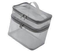 Smandy Bolsa de Cosméticos de Malla, Estuches de Cosméticos, Organizador de Maquillaje de Doble Capa para Viajes de Hotel, Bolsa de de Malla, de Belleza de Viaje Ligera Portátil Nan (Gray)