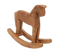 Smandy Caballo Balancín de Madera Tallado a Mano, Decoración de Caballo de Troya, Escultura de Madera de Pino, Decoración Antigua de Mesa de la Suerte para el Hogar, Salón, Oficina,