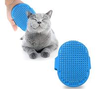 Smandy Cepillo de Silicona para Mascotas Masaje para Mascotas Baño Champú Cepillo Perros Gatos Limpieza Masaje Peine Cabeza Redonda Dientes Cepillos de Aseo para Cabello Largo y Corto(Azul)