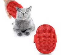 Smandy Cepillo de Silicona para Mascotas Masaje para Mascotas Baño Champú Cepillo Perros Gatos Limpieza Masaje Peine Cabeza Redonda Dientes Cepillos de Aseo para Cabello Largo y Corto(Rojo)