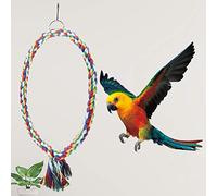 Smandy Columpio para Pájaros, Columpio para Loros, Juguete para Pájaros, Anillo Masticable Flexible con Alambre de Metal y Gancho para Jaula de Loros, Juego, Ejercicio, Molienda de (Gran diámetro