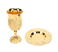 Smandy Copa de Kiddush, Set de Copa de Bendición con Bandeja Dorada