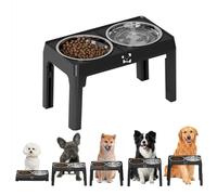Smandy Cuenco de Agua para Comida para Perros Elevado, Diseño Desmontable, 2 Platos Grandes de Acero Inoxidable, Cuencos Elevados para Perros con Altura Ajustable, Soporte para (Black)