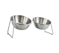 Smandy Cuencos Elevados de Acero Inoxidable para Gatos, Cuencos Elevados con Protección Inclinada para el Cuello, Cuenco Doble para Gatos Mayores, Gatitos de Acero Inoxidable para, Soporte (Redondo)