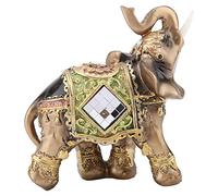 Smandy Elefante Feng Shui Estatua de la Riqueza de la Suerte Elefante Fengshui de la Fortuna Decoración del Hogar de Resina de con Disfraces Ceremoniales para (Verde Tamaño Mediano)