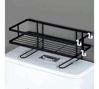 Smandy Estante para Inodoro sobre Inodoro Organizador de Baño Instalación sin Clavos de Gran Capacidad Estante de Baño de Hierro Impermeable sobre con Diseño de Gancho para (Negro de una Sola Capa)