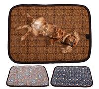 Smandy Estera de Enfriamiento Reversible para Mascotas con Superficie de Ratán Transpirable y Lado de Felpa Suave para Perros Pequeños y Gatos de hasta 44 LB (S)