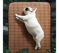 Smandy Estera de Enfriamiento Reversible para Mascotas con Superficie de Ratán Transpirable y Lado de Felpa Suave para Perros Pequeños y Gatos de hasta 44 LB (L)