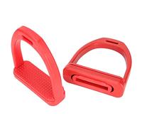 Smandy Estribos para Montar a Caballo 1 par de Estribos de Plástico de Ingeniería Profesional con Almohadillas Antideslizantes de Goma para Niños y Adultos Ecuestres (Rojo Talla L)