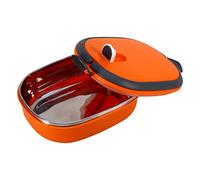 Smandy Fiambrera de Acero Inoxidable Contenedor de Alimentos Aislado de 1 Capa Caja de un Compartimento con Arqueado Diseño de Orificio de Ventilación para un Fácil Transporte