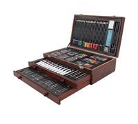 Smandy Juego de Arte de Madera de 175 Piezas, Juego de Pintura y Dibujo en Caja de Madera con Cuadernos de Bocetos, 24 Pinturas, 24 Lápices de Colores, 60 Crayones, Kit de Arte para Adultos,