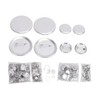 Smandy Kit de Insignias de Botones de Metal en Blanco Suministros para Hacer Botones de Aleación de Aluminio 200 Juegos 5,8 Cm 3,2 Cm con Películas y Placas Posteriores para Manualidades, Clubes