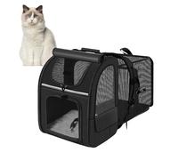 Smandy Mochila Plegable para Mascotas, Correa Ajustable, Hebilla a Prueba de Desgaste, Mochila para Gatos Expandible y Transpirable con Bolsillos Laterales para Viajes (Black)
