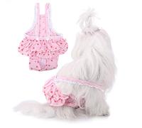 Smandy Pantalones de Algodón para Mascotas, Pañales para Perros, Correa Ajustable para el Hombro, Suave, Transpirable, con Diseño de Gancho y Bucle para Perros Pequeños, Medianos y (S)