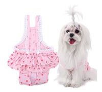 Smandy Pantalones para Mascotas, Pantalones Cortos de Liguero de algodón Respirable Sanitario Menstrual con patrón de Puntos Redondos para Cachorro de Hembra(Rosa, s)