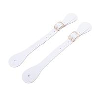 Smandy Par de Correas para Espuelas, Longitud Ajustable de 22 Cm de Largo, Soporte para Espuelas de Cuero Sintético Ecuestre para Botas de Vaquero (White)