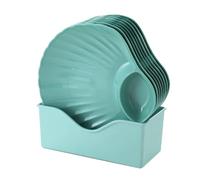 Smandy Plato de Cena de Concha, Platos de Plástico Ligeros Reutilizables para Servir Aperitivos, Postres, Frutas, Aperitivos con Base de Almacenamiento (GREEN)