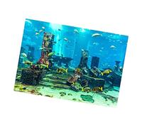 Smandy Póster de Acuario, Pegatina de Fondo de Ruinas de Ciudad Submarina de PVC, Decoración Realista de Pecera para Acuarios de Hogar u Oficina (61 * 30CM)