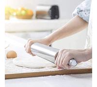 Smandy Rodillo de Amasar, Herramienta para Hornear Antiadherente de Grado Alimenticio de Acero Inoxidable para Masa, Masa para Pizza, Accesorio de Cocina Higiénico y Resistente (astilla)
