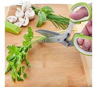 Smandy Tijeras de Cocina de 5 Cuchillas, Tijeras para Picar Multiusos de Acero Inoxidable con Tapa y Peine, 19,5 X 8 X 2 Cm para Picar Hierbas, Verduras, Fideos, Cocina Casera (Como se muestra)