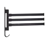 Smandy Toallero Giratorio, Toallero de Aluminio Macizo para Montaje en Pared, 6 Brazos, Rotación de 180 Grados con Diseño de Gancho Inferior para Baño, Cocina, Organización, Ahorro de (3 Brazos)