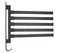Smandy Toallero Giratorio, Toallero de Aluminio Macizo para Montaje en Pared, 6 Brazos, Rotación de 180 Grados con Diseño de Gancho Inferior para Baño, Cocina, Organización, Ahorro de (5 Brazos)