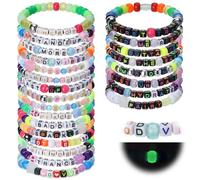 SMAODSGN Pulseras de amistad para rave, elásticas a granel, pulsera de fiesta con cuentas Kandi que brillan en la oscuridad, coloridas pulseras de escena Y2k, regalos de amistad para mujeres, amigas
