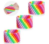 SMAODSGN Rave - Pulseras de múltiples capas elásticas con diseño de arco iris, con cuentas multicolor Kandi, accesorios para rave, joyas, música, fiesta, recuerdo para mujeres, amigos, EDM, fiesta
