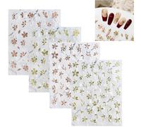 Smaoqingji Pegatinas Uñas Para Nail Art - 1 Juego de 4 Piezas, Colores Dorados, Decora Tus Uñas a tu Estilo y Disfruta de tu Propio Brillo el Regalo Para Novias, Madres y Esposas