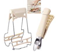Smaoqingji Pinzas Cocina Silicona Acero Inoxidable Clip - 1 Juego de 2 Piezas, Albaricoque, Pinza de Cocina Contra Escaldaduras, Buen Ayudante Contra Escaldaduras, Recoge las Cosas sin Deslizarse