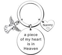 SMARGO Llavero conmemorativo de niñera con texto en inglés "A Piece of My Heart is in Heaven", regalo conmemorativo de niñera, recuerdo de condolencias, regalo de pérdida de un ser querido