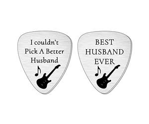 SMARGO Púas de guitarra con texto en inglés "I Couldn't Pick A Better Husband", regalos de esposa para San Valentín, aniversario, cumpleaños, Navidad, mejor marido de la historia