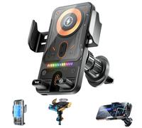 Smart 2-in-1 Car Rotating Mobile Phone Holder & Wireless Charger,2026 New Cool Car Wireless Fast Charging Holder,Motorized 90° Rotating Auto-Clamping Secure Car Mount Charger for Smartphones (Black)