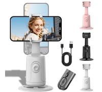 Smart AI Facial Recognition Phone Tripod, Auto Face Tracking & 360° Rotating Tripods Selfie Stick, Smart Tracking Gimbal Tripods with Remote for Video Recording Vlogging Selfie (White)