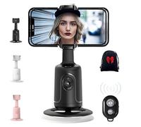 Smart AI Facial Recognition Phone Tripod, Rotation Auto Tracking Automatic 360 Camera Holder, Rechargeable Smart Shooting Stand, No App, Camera Kit with Remote and Gesture Control (Black)