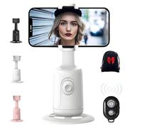 Smart AI Facial Recognition Phone Tripod, Rotation Auto Tracking Automatic 360 Camera Holder, Rechargeable Smart Shooting Stand, No App, Camera Kit with Remote and Gesture Control (White)