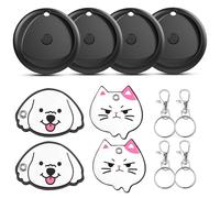 Smart Air Tracker Tag 4 Pack con Fundas de Cuero PU, Localizador Bluetooth Compatible con Buscar Apple (Sólo iOS), 365 Días de Uso, Baterías Reemplazables, Buscador para Llaves/Carteras/Equipajes