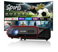 Smart Android TV 11.0 Proyector para Exteriores 4K, 1580 ISO Proyector de Cine en casa diurno con WiFi 6 y Bluetooth, HDMI, USB, WLAN, Soporte de Techo para Consolas de Juegos, PC, Negocios, Obras de
