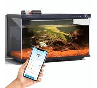 Smart Aquarium - Tanque de Vidrio de 5 galones, Sistema de autolimpieza, Filtro de eficiencia de 7 Luces LED de Color, alimentador automático, Monitor de Temperatura de Vidrio HD UHA, a Prueba de